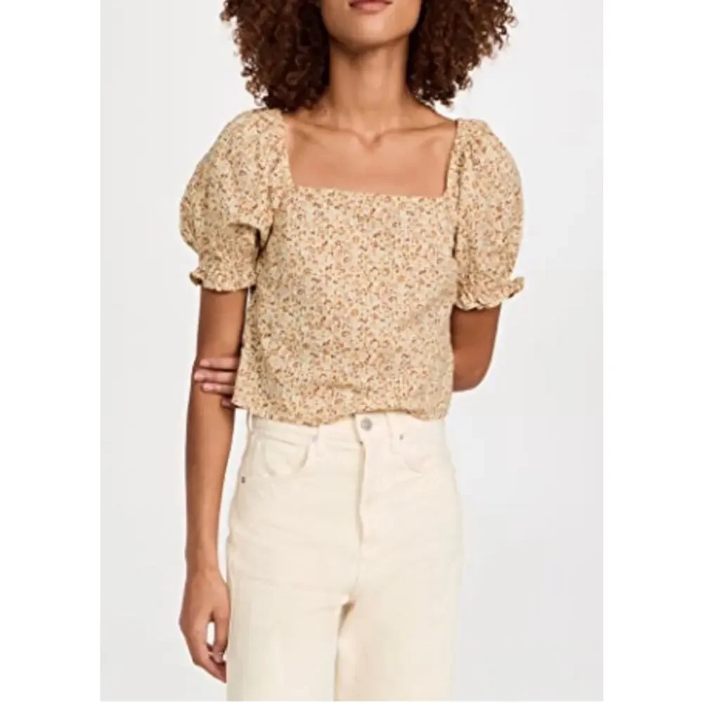 Madewell Hopewell Puff-Sleeve Crop Top in Cottage Garden size XL NWT